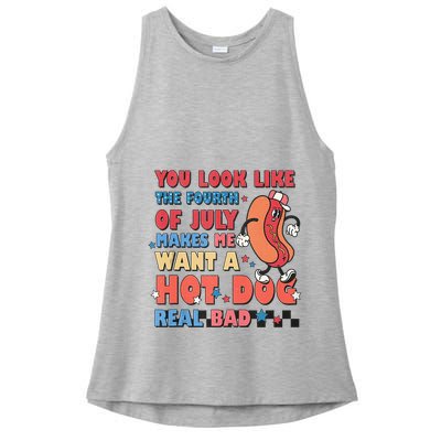 You Look Like 4th Of July Makes Me Want A Hot Dog Real Bad Ladies PosiCharge Tri-Blend Wicking Tank