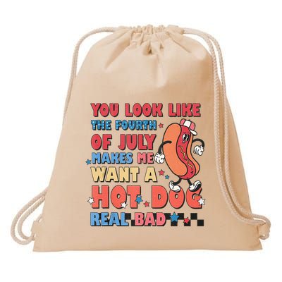 You Look Like 4th Of July Makes Me Want A Hot Dog Real Bad Drawstring Bag