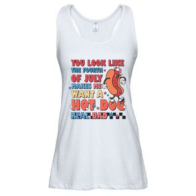 You Look Like 4th Of July Makes Me Want A Hot Dog Real Bad Ladies Essential Flowy Tank
