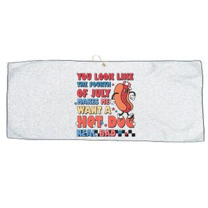 You Look Like 4th Of July Makes Me Want A Hot Dog Real Bad Large Microfiber Waffle Golf Towel