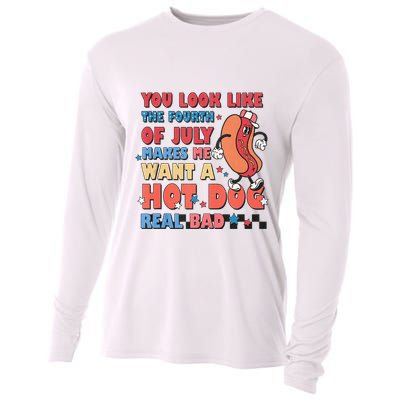 You Look Like 4th Of July Makes Me Want A Hot Dog Real Bad Cooling Performance Long Sleeve Crew