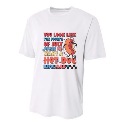 You Look Like 4th Of July Makes Me Want A Hot Dog Real Bad Youth Performance Sprint T-Shirt