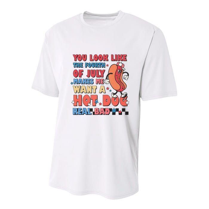 You Look Like 4th Of July Makes Me Want A Hot Dog Real Bad Youth Performance Sprint T-Shirt