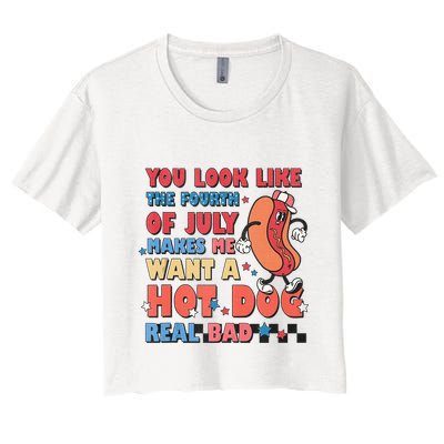 You Look Like 4th Of July Makes Me Want A Hot Dog Real Bad Crop Top