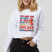 You Look Like 4th Of July Makes Me Want A Hot Dog Real Bad Cropped Pullover Crew