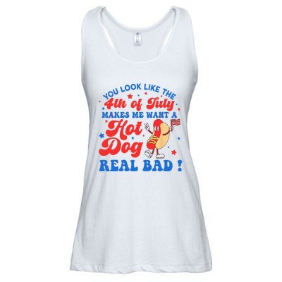 You Look Like 4th Of July Makes Me Want A Hot Dog Real Bad Ladies Essential Flowy Tank