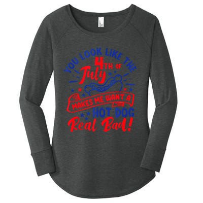 You Look Like 4th Of July Makes Me Want A Hot Dog Real Bad Women's Perfect Tri Tunic Long Sleeve Shirt