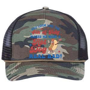 You Look Like The 4th Of July Makes Me Want A Hotdog Real Bad America Retro Rope Trucker Hat Cap