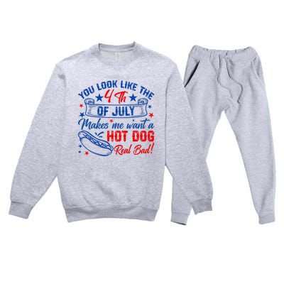 You Look Like 4th Of July Makes Me Want A Hot Dogs Real Bad Premium Crewneck Sweatsuit Set