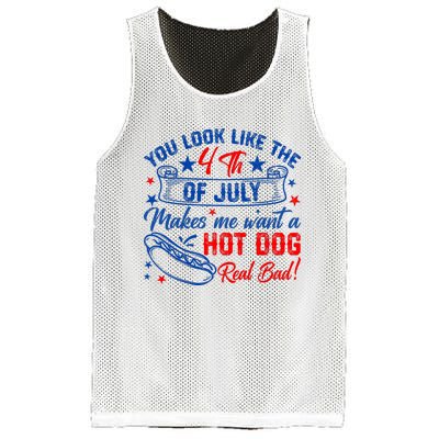 You Look Like 4th Of July Makes Me Want A Hot Dogs Real Bad Mesh Reversible Basketball Jersey Tank