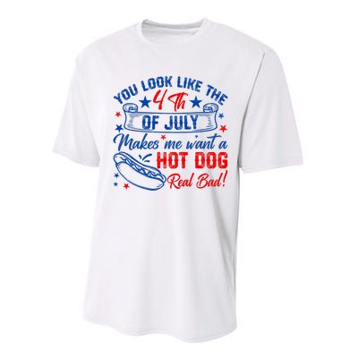 You Look Like 4th Of July Makes Me Want A Hot Dogs Real Bad Performance Sprint T-Shirt