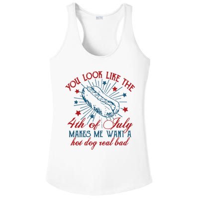 You Look Like The 4th Of July Makes Me Want A Hot Dog Real Bad Ladies PosiCharge Competitor Racerback Tank