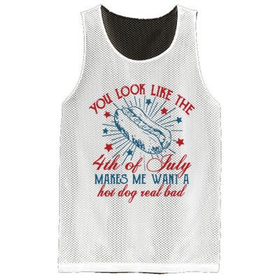 You Look Like The 4th Of July Makes Me Want A Hot Dog Real Bad Mesh Reversible Basketball Jersey Tank