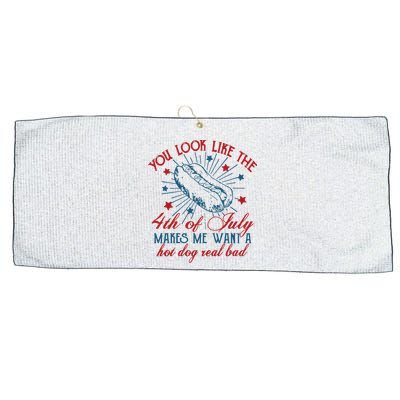 You Look Like The 4th Of July Makes Me Want A Hot Dog Real Bad Large Microfiber Waffle Golf Towel
