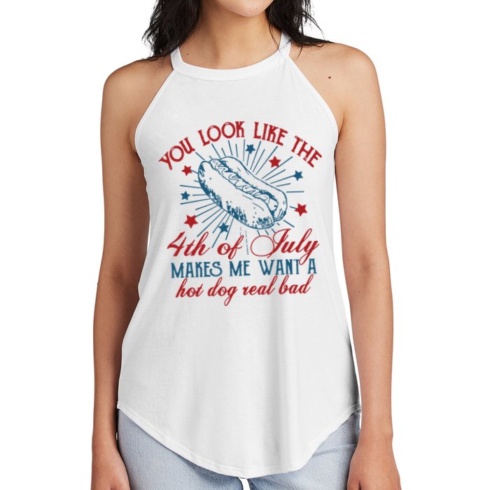 You Look Like The 4th Of July Makes Me Want A Hot Dog Real Bad Women's Perfect Tri Rocker Tank