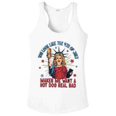 You Look Like The 4th Of July Makes Me Want Hot Dog Real Bad Ladies PosiCharge Competitor Racerback Tank