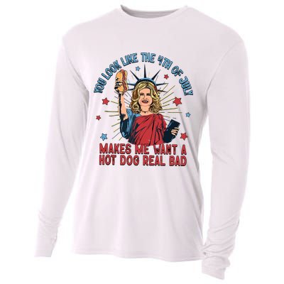 You Look Like The 4th Of July Makes Me Want Hot Dog Real Bad Cooling Performance Long Sleeve Crew