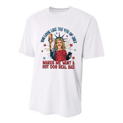 You Look Like The 4th Of July Makes Me Want Hot Dog Real Bad Youth Performance Sprint T-Shirt