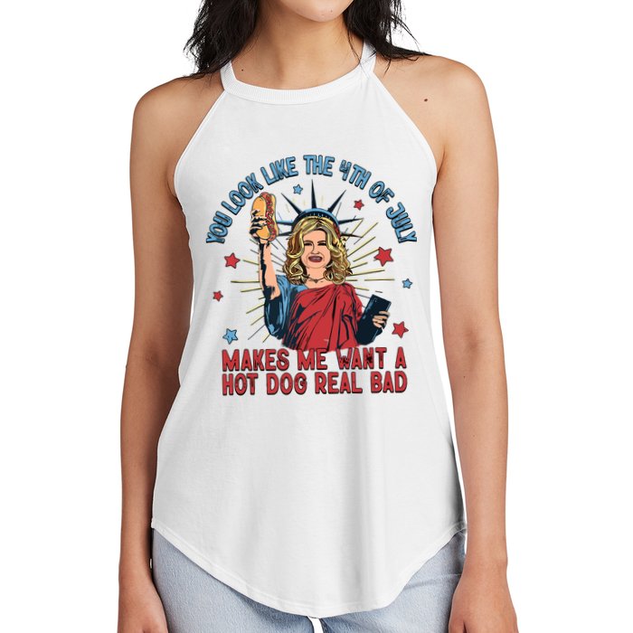You Look Like The 4th Of July Makes Me Want Hot Dog Real Bad Women's Perfect Tri Rocker Tank
