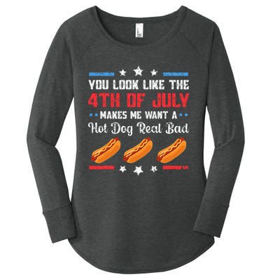 You Look Like 4th Of July Makes Me Want A Hot Dog Real Bad Women's Perfect Tri Tunic Long Sleeve Shirt