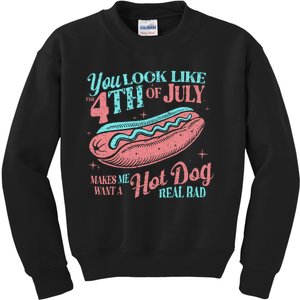 You Look Like The 4th Of July Hot Dog Women Merica Kids Sweatshirt