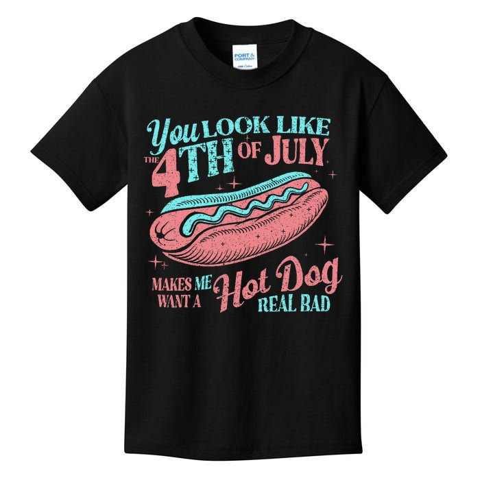 You Look Like The 4th Of July Hot Dog Women Merica Kids T-Shirt