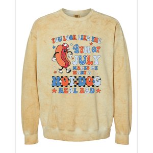 You Look Like 4th Of July Makes Me Want A Hot Dog Real Bad Colorblast Crewneck Sweatshirt