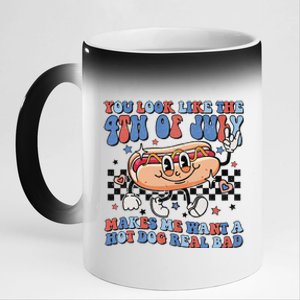 You Look Like The 4th Of July Makes Me Want A Hot Dog 11oz Black Color Changing Mug