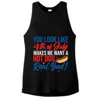 You Look Like 4th Of July Makes Me Want A Hot Dog Real Bad Ladies PosiCharge Tri-Blend Wicking Tank