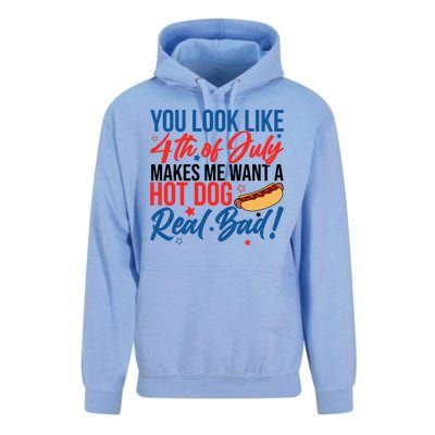 You Look Like 4th Of July Makes Me Want A Hot Dog Real Bad Unisex Surf Hoodie