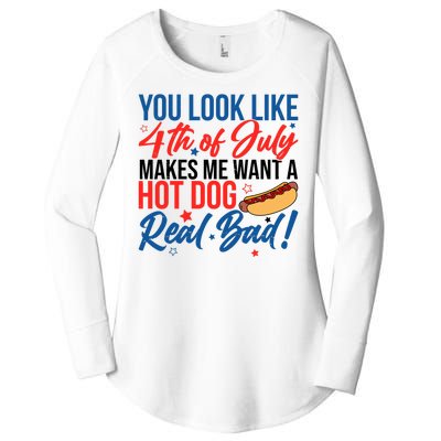 You Look Like 4th Of July Makes Me Want A Hot Dog Real Bad Women's Perfect Tri Tunic Long Sleeve Shirt