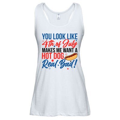 You Look Like 4th Of July Makes Me Want A Hot Dog Real Bad Ladies Essential Flowy Tank