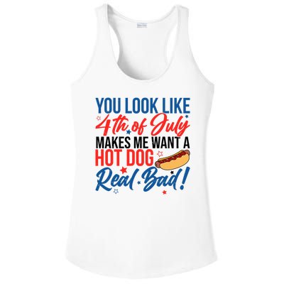 You Look Like 4th Of July Makes Me Want A Hot Dog Real Bad Ladies PosiCharge Competitor Racerback Tank