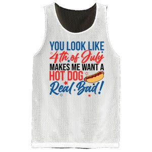 You Look Like 4th Of July Makes Me Want A Hot Dog Real Bad Mesh Reversible Basketball Jersey Tank