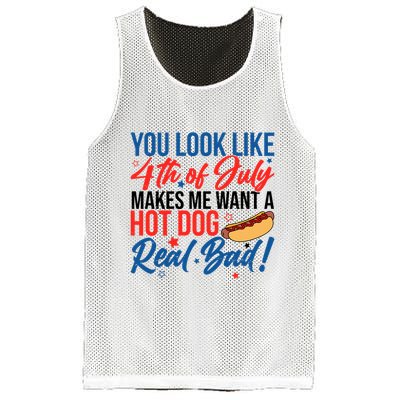 You Look Like 4th Of July Makes Me Want A Hot Dog Real Bad Mesh Reversible Basketball Jersey Tank