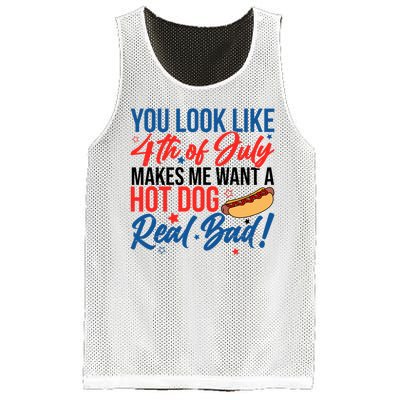 You Look Like 4th Of July Makes Me Want A Hot Dog Real Bad Mesh Reversible Basketball Jersey Tank