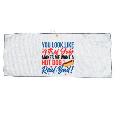 You Look Like 4th Of July Makes Me Want A Hot Dog Real Bad Large Microfiber Waffle Golf Towel