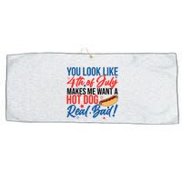 You Look Like 4th Of July Makes Me Want A Hot Dog Real Bad Large Microfiber Waffle Golf Towel