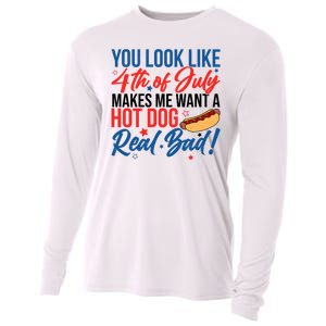 You Look Like 4th Of July Makes Me Want A Hot Dog Real Bad Cooling Performance Long Sleeve Crew