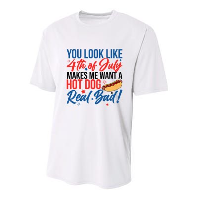 You Look Like 4th Of July Makes Me Want A Hot Dog Real Bad Youth Performance Sprint T-Shirt