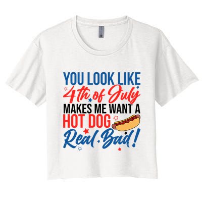 You Look Like 4th Of July Makes Me Want A Hot Dog Real Bad Crop Top