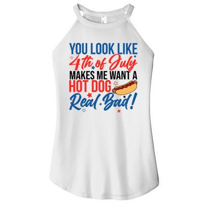 You Look Like 4th Of July Makes Me Want A Hot Dog Real Bad Women's Perfect Tri Rocker Tank