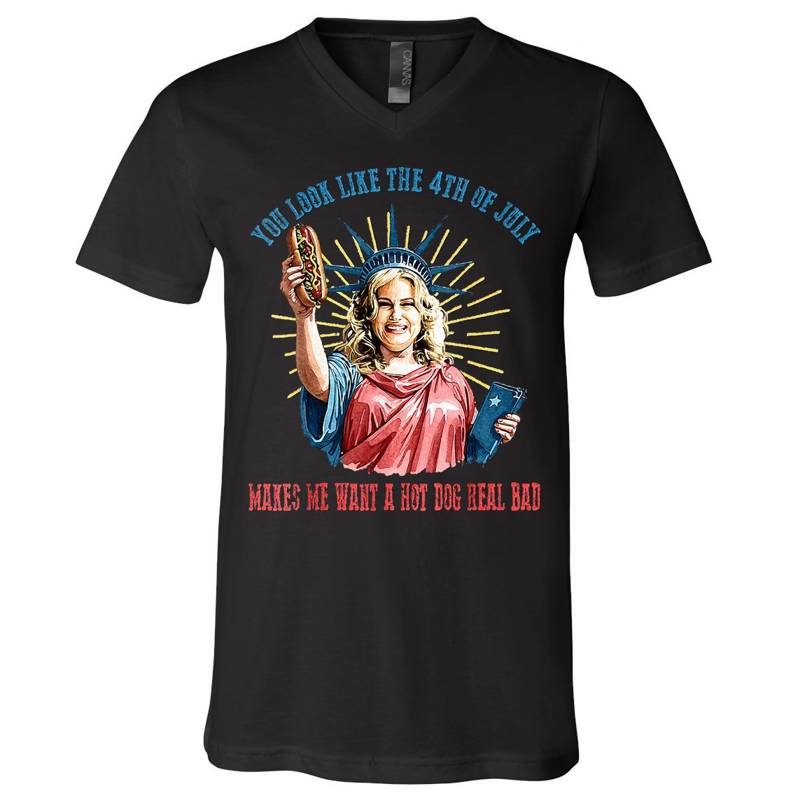 You Look Like The 4th Of July Hot Dog Wiener V-Neck T-Shirt