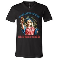 You Look Like The 4th Of July Hot Dog Wiener V-Neck T-Shirt