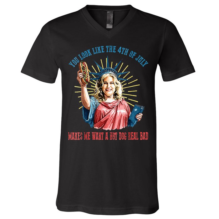 You Look Like The 4th Of July Hot Dog Wiener V-Neck T-Shirt