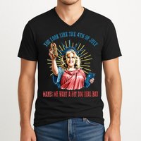 You Look Like The 4th Of July Hot Dog Wiener V-Neck T-Shirt
