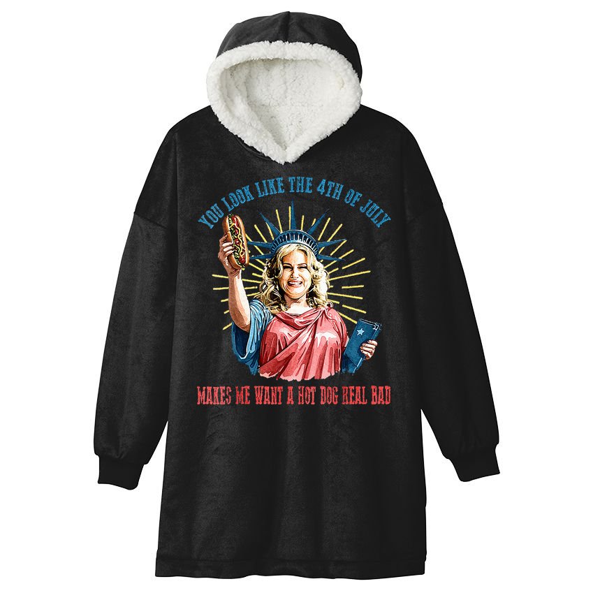 You Look Like The 4th Of July Hot Dog Wiener Hooded Wearable Blanket