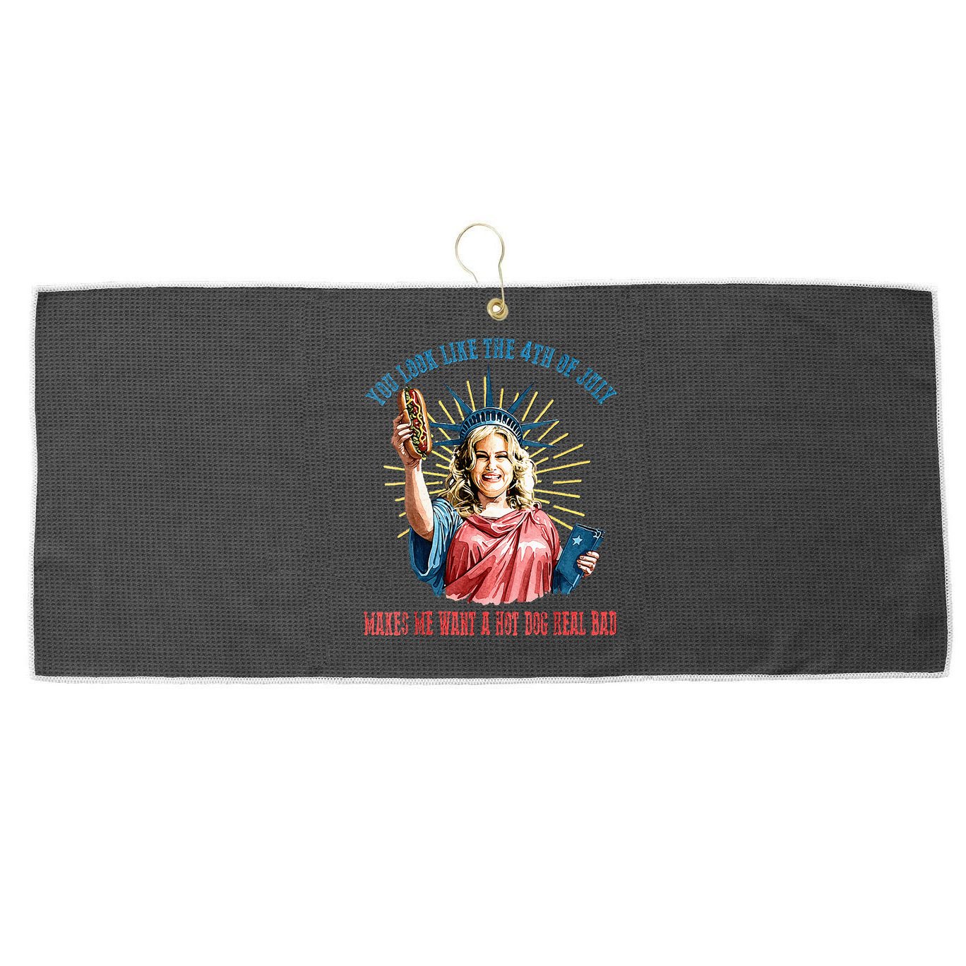 You Look Like The 4th Of July Hot Dog Wiener Large Microfiber Waffle Golf Towel
