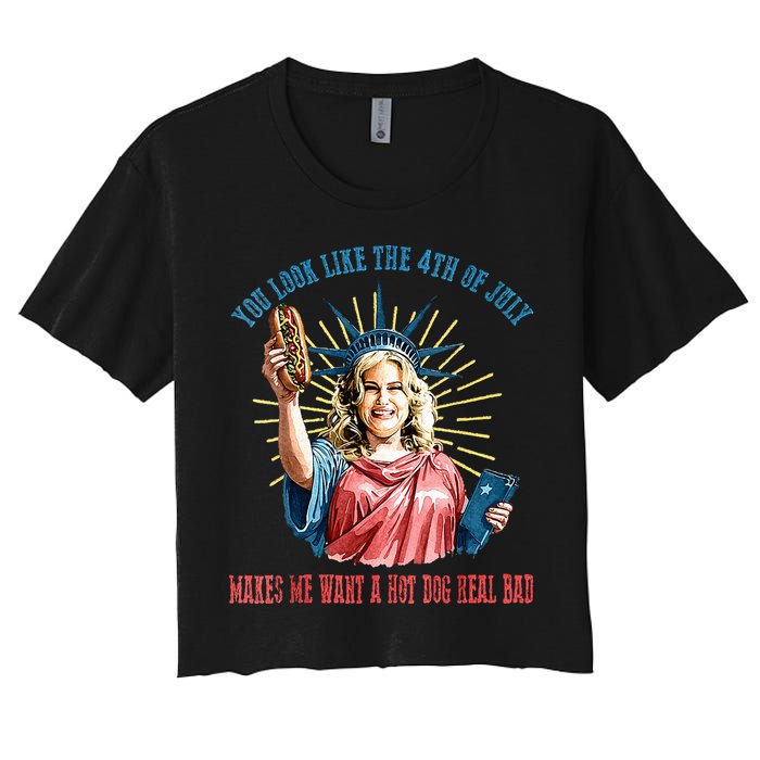 You Look Like The 4th Of July Hot Dog Wiener Women's Crop Top Tee