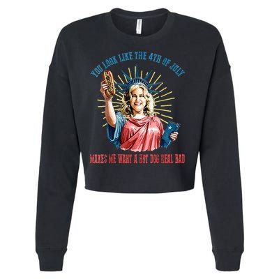 You Look Like The 4th Of July Hot Dog Wiener Cropped Pullover Crew